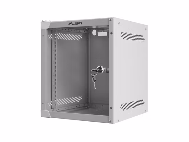 RACKSKÅP 10" VÄGGMONTERAT 6U/280X310 (FLAT PACK) MED GLASDÖRR GRÅ LANBERG
