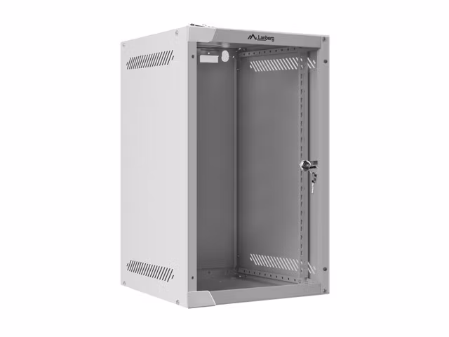 RACKSKÅP 10" VÄGGMONTERAT 9U/280X310 (FLAT PACK) MED GLASDÖRR GRÅ LANBERG