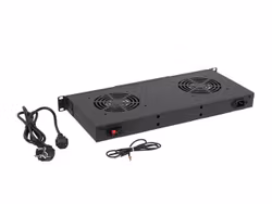 19" FLÄKTAGGREGAT / VENTILATIONSPANEL MED LCD 2 FLÄKTAR + TERMOSTAT 230V SVART LANBERG