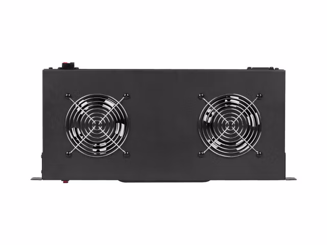 19" FLÄKTAGGREGAT / VENTILATIONSPANEL MED LCD 2 FLÄKTAR + TERMOSTAT 230V SVART LANBERG