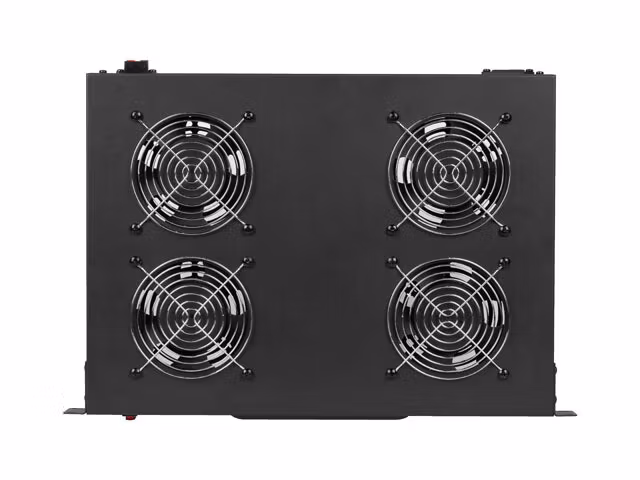 19" FLÄKTAGGREGAT / VENTILATIONSPANEL MED LCD 4 FLÄKTAR + TERMOSTAT 230V SVART LANBERG