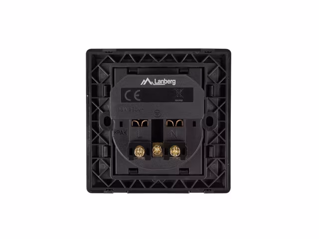 VÄGGUTTAG 230V MED 2 USB-PORTAR 2.1A, SCHUKO UTTAG SVART LANBERG