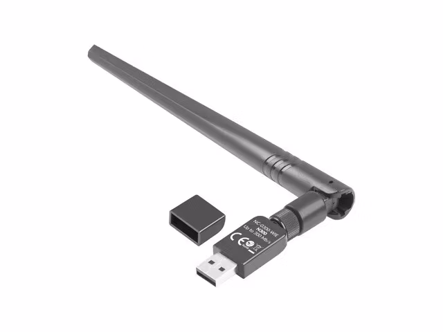 USB-ADAPTER TRÅDLÖST NÄTVERKSKORT LANBERG NC-0300-WIE N300 1X INTERN + 1X EXTERN ANTENN