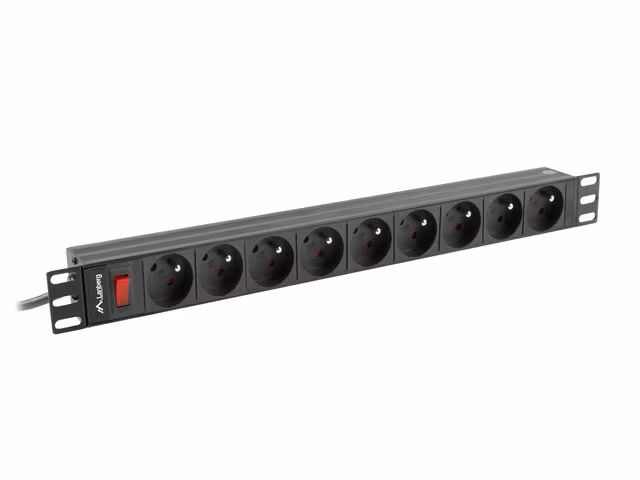 STRÖMFÖRDELNINGSENHET (PDU) 19" LANBERG 1U 16A 3M 9X FRANSKA UTTAG SVART
