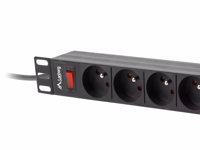 STRÖMFÖRDELNINGSENHET (PDU) 19" LANBERG 1U 16A 3M 9X FRANSKA UTTAG SVART