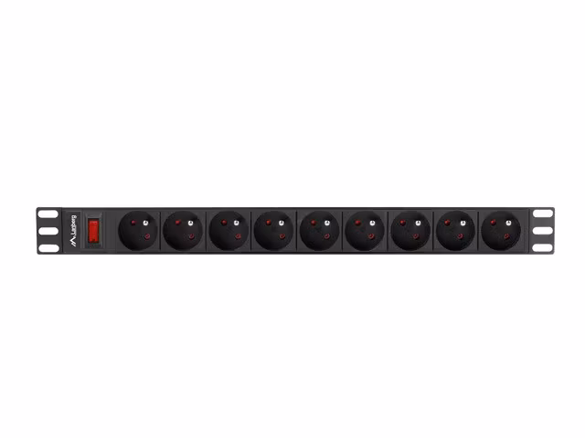 STRÖMFÖRDELNINGSENHET (PDU) 19" LANBERG 1U 16A 3M 9X FRANSKA UTTAG SVART