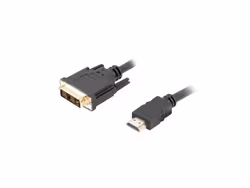 HDMI(M)->DVI-D(M)(18+1) KABEL 0,5M SVART ENKEL LÄNK MED GULDPLÄTERADE KONTAKTER LANBERG