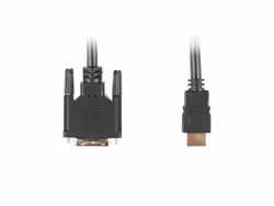 HDMI(M)->DVI-D(M)(18+1) KABEL 0,5M SVART ENKEL LÄNK MED GULDPLÄTERADE KONTAKTER LANBERG