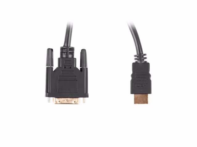 HDMI(M)->DVI-D(M)(24+1) KABEL 1,8M SVART DUAL LINK MED GULDPLÄTERADE 4K-KONTAKTER LANBERG