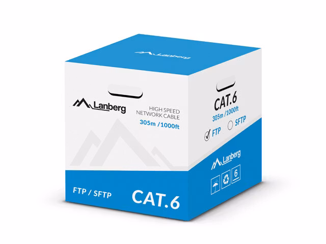 LAN-KABEL CAT.6 FTP 305M SOLID CU GRÅ CPR + FLUKE GODKÄND LANBERG