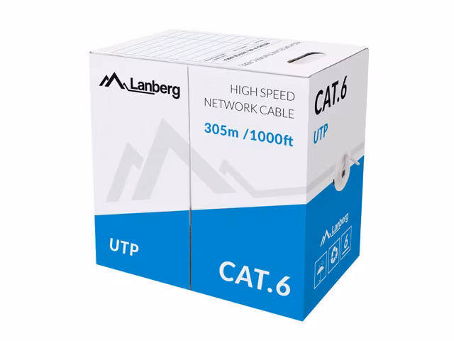 LAN-KABEL CAT.6 UTP 305M SOLID CU GRÅ CPR + FLUKE GODKÄND LANBERG