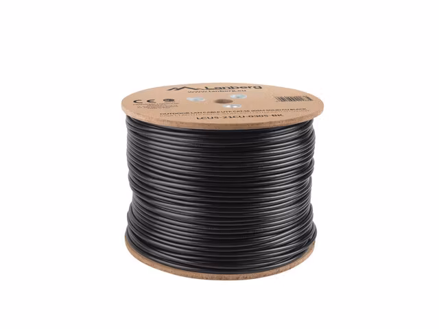LAN-KABEL CAT.5E UTP 305M SOLID UTOMHUS CU SVART FLUKE PASSED LANBERG