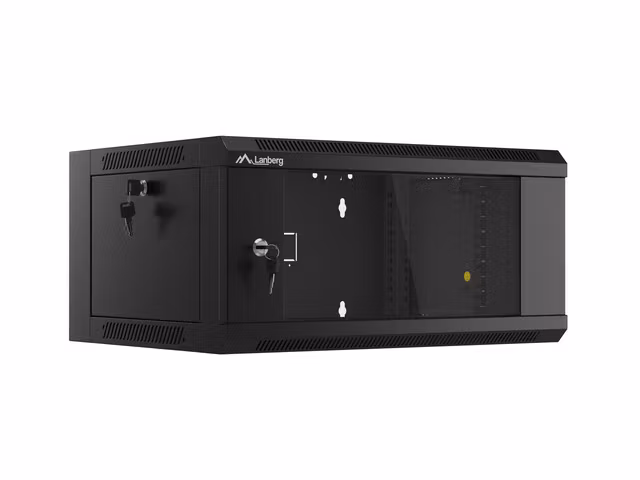 RACKSKÅP 19" VÄGGMONTERAT 4U 450 SNABBMONTERING (FLAT PACK) SVART LANBERG
