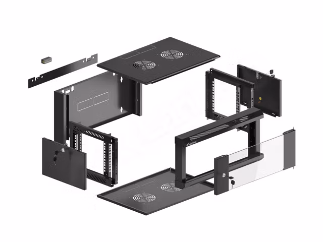 RACKSKÅP 19" VÄGGMONTERAT 4U 450 SNABBMONTERING (FLAT PACK) SVART LANBERG