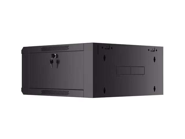 RACKSKÅP 19" VÄGGMONTERAT 4U 600 SNABBMONTERING (FLAT PACK) SVART LANBERG