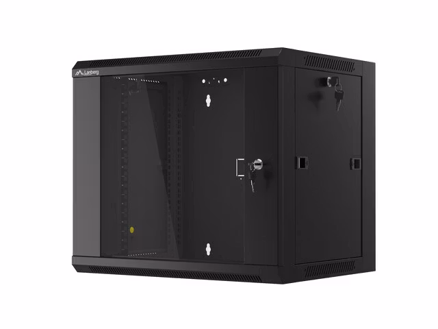 RACKSKÅP 19" VÄGGMONTERAT 9U 450 SNABBMONTERING (FLAT PACK) SVART LANBERG