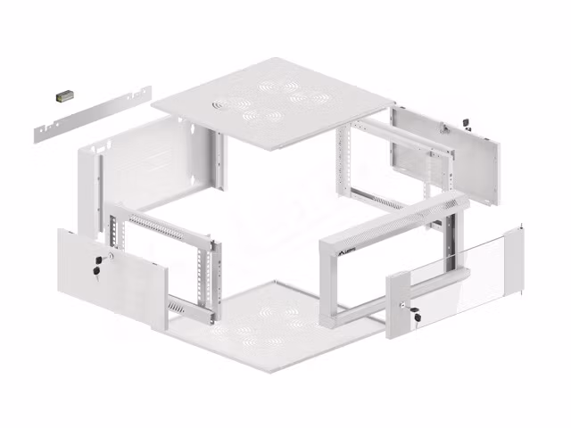 RACKSKÅP 19" VÄGGMONTERAT 4U 600 SNABBMONTERING (FLAT PACK) GRÅ LANBERG