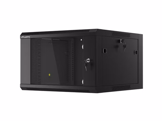 RACKSKÅP 19" VÄGGMONTERAT 6U 600 SNABBMONTERING (FLAT PACK) SVART LANBERG