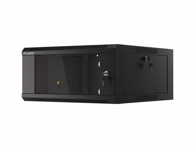 RACKSKÅP 19" VÄGGMONTERAT 4U 600 SNABBMONTERING (FLAT PACK) SVART LANBERG