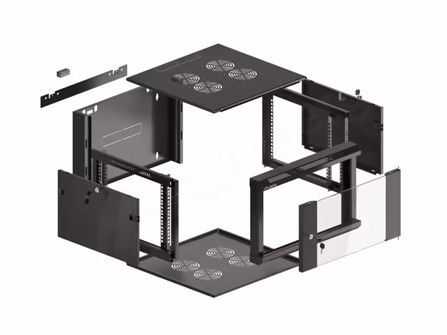 RACKSKÅP 19" VÄGGMONTERAT 6U 600 SNABBMONTERING (FLAT PACK) SVART LANBERG