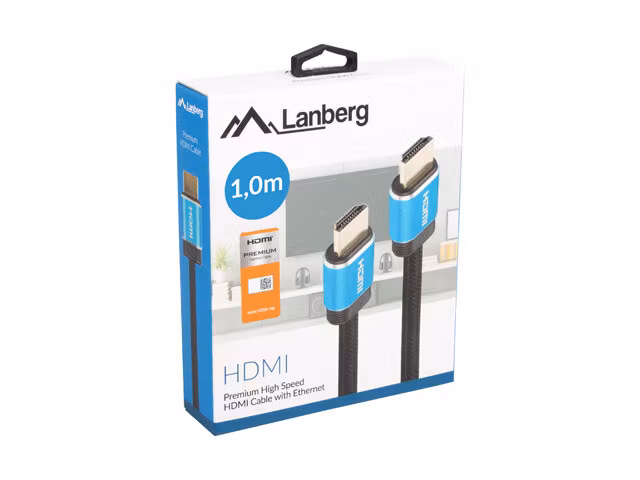 HDMI M/M V2.0 KABEL 1M CU SVART BOX PREMIUM CERTIFIKAT LANBERG