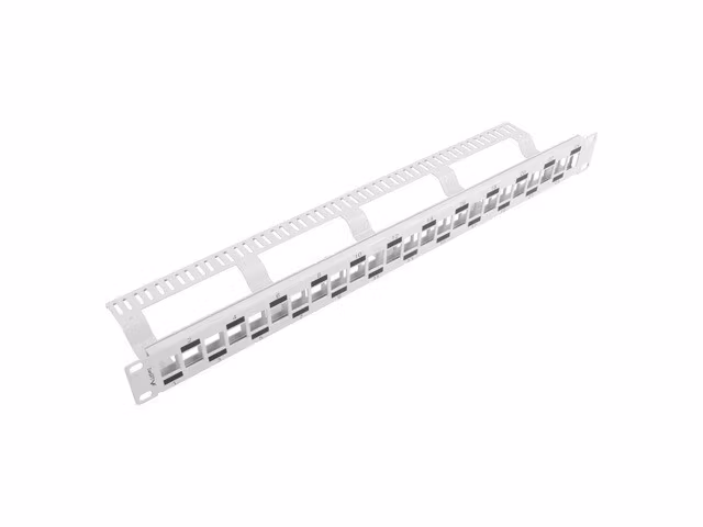 PATCHPANEL BLANK 24 PORT 1U FÖRSKJUTEN MED ORGANISATÖR FÖR KEYSTONE-MODULER GRÅ LANBERG