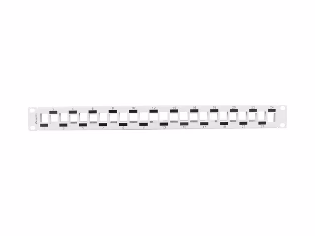 PATCHPANEL BLANK 24 PORT 1U FÖRSKJUTEN MED ORGANISATÖR FÖR KEYSTONE-MODULER GRÅ LANBERG