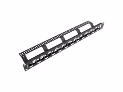 PATCHPANEL BLANK 24 PORT 1U FÖRSKJUTEN MED ORGANISATÖR FÖR KEYSTONE MODULER SVART LANBERG