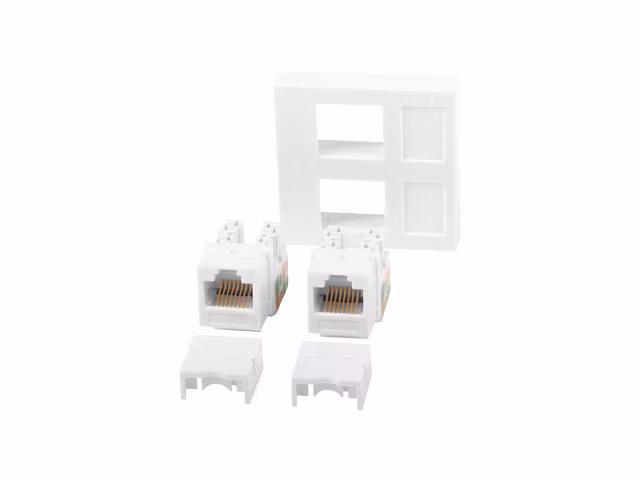 VÄGGUTTAG 2X RJ45 45X45 + KEYSTONE 2X CAT.6 UTP VIT LANBERG