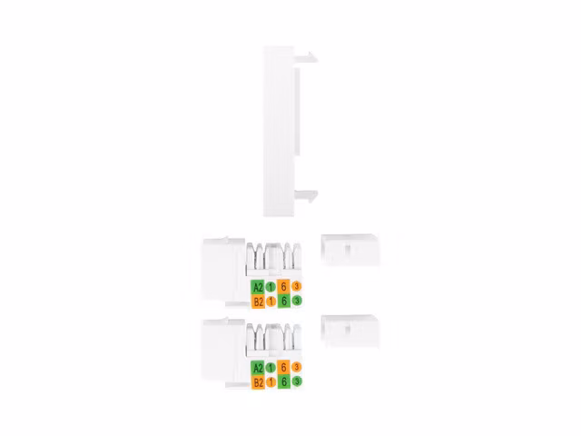 VÄGGUTTAG 2X RJ45 45X45 + KEYSTONE 2X CAT.6 UTP VIT LANBERG