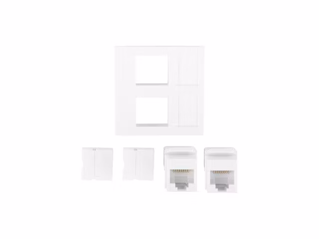 VÄGGUTTAG 2X RJ45 45X45 + KEYSTONE 2X CAT.6 UTP VIT LANBERG