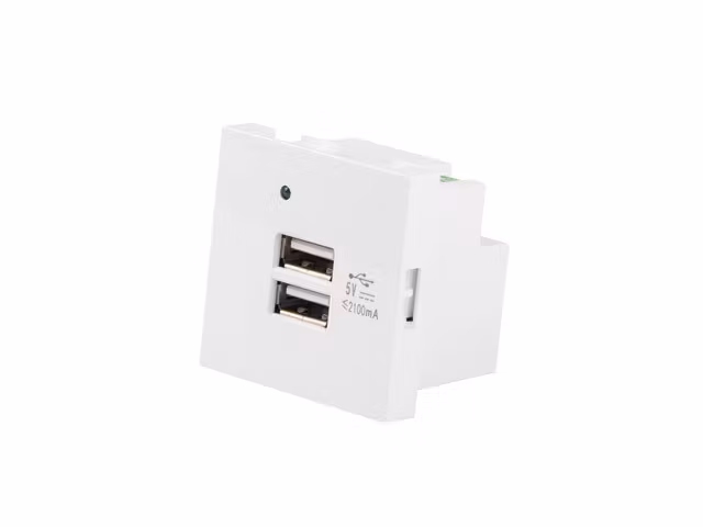 VÄGGUTTAG 230V 45X45 5V 2X USB-A 2.1A VIT LANBERG