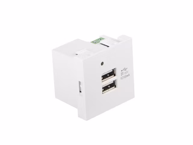 VÄGGUTTAG 230V 45X45 5V 2X USB-A 2.1A VIT LANBERG
