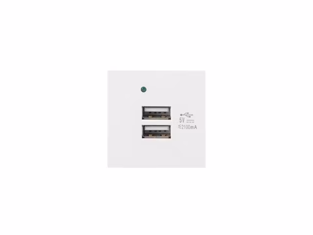 VÄGGUTTAG 230V 45X45 5V 2X USB-A 2.1A VIT LANBERG