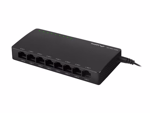 SWITCH LANBERG DSP2-1008-12V 8X 1GB/S UNMANAGED GIGABIT ETHERNET DESKTOP 12V
