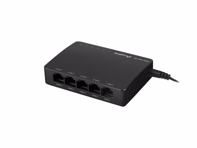 SWITCH LANBERG DSP2-1005-12V 5X 1GB/S UNMANAGED GIGABIT ETHERNET DESKTOP 12V