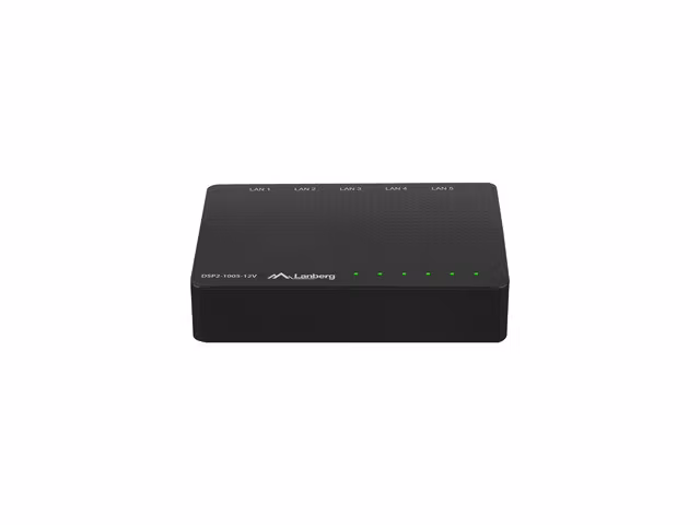 SWITCH LANBERG DSP2-1005-12V 5X 1GB/S UNMANAGED GIGABIT ETHERNET DESKTOP 12V