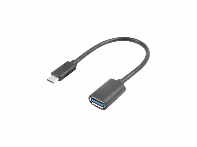 USB-C(M) 3.1->USB-A(F) ADAPTERKABEL 15CM SVART OTG LANBERG