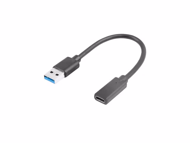 USB-C(F) 3.1->USB-A(M) ADAPTERKABEL 15CM SVART LANBERG