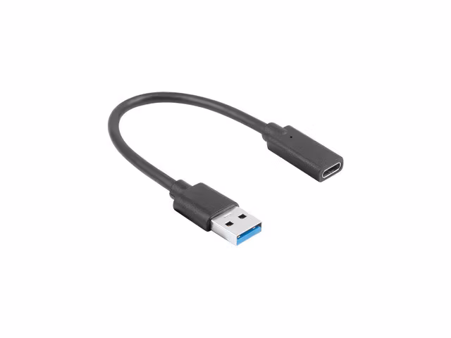 USB-C(F) 3.1->USB-A(M) ADAPTERKABEL 15CM SVART LANBERG