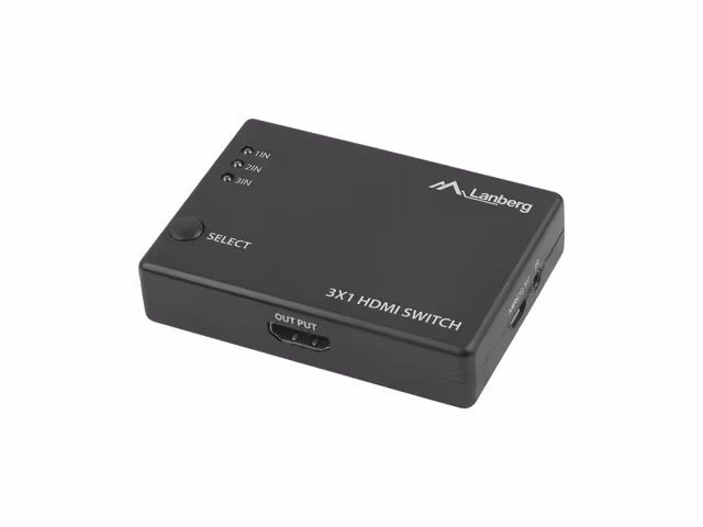 SWITCH VIDEO LANBERG 3X HDMI SVART + MICRO USB PORT + FJÄRRKONTROLL