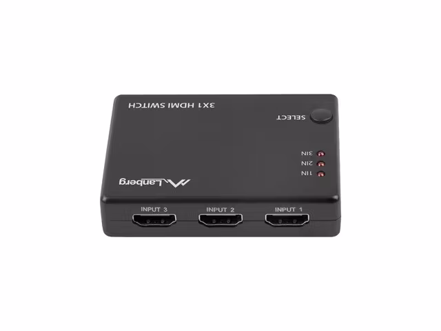 SWITCH VIDEO LANBERG 3X HDMI SVART + MICRO USB PORT + FJÄRRKONTROLL