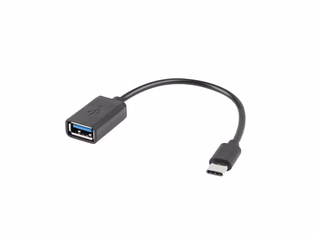USB-C(M) 2.0->USB-A(F) ADAPTERKABEL 15CM OTG SVART LANBERG