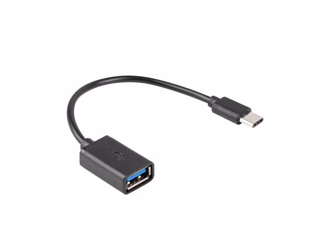 USB-C(M) 2.0->USB-A(F) ADAPTERKABEL 15CM OTG SVART LANBERG