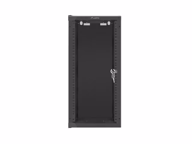 RACKSKÅP 10" VÄGGMONTERAT 12U/280X310 (FLAT PACK) MED GLASDÖRR SVART LANBERG