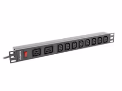 STRÖMFÖRDELNINGSENHET (PDU) 19" LANBERG 1U 16A 2M 2X C19 8X IEC C13 UTTAG SVART C20