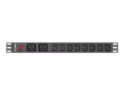 STRÖMFÖRDELNINGSENHET (PDU) 19" LANBERG 1U 16A 2M 2X C19 8X IEC C13 UTTAG SVART C20