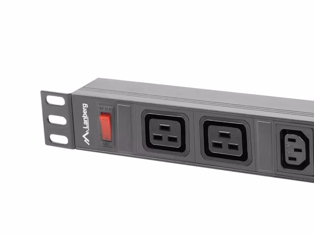 STRÖMFÖRDELNINGSENHET (PDU) 19" LANBERG 1U 16A 2M 2X C19 8X IEC C13 UTTAG SVART C20