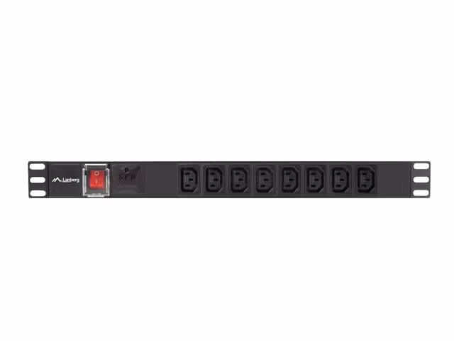 STRÖMFÖRDELNINGSENHET (PDU) 19" LANBERG 1U 16A 2M 8X IEC C13 UTTAG SVART C20
