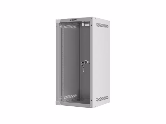 RACKSKÅP 10" VÄGGMONTERAT 12U/280X310 (FLAT PACK) MED GLASDÖRR GRÅ LANBERG